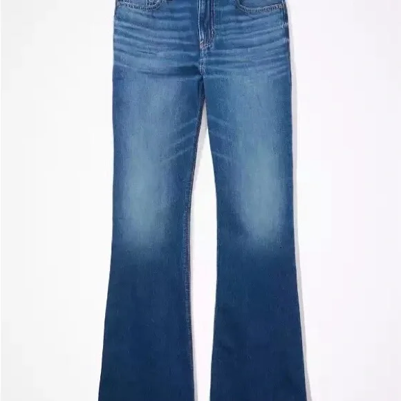 American Eagle Outfitters Low-Rise Baggy Flare Blue Jeans - Picture 6 of 6